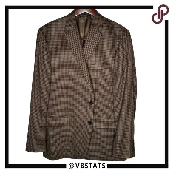 Lauren Ralph Lauren Brown Plaid Houndstooth Sport Coat / Suit Jacket in Size 44R - Picture 1 of 8
